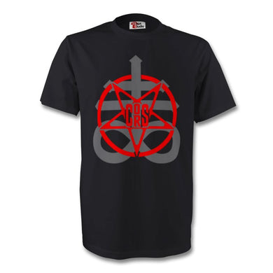 Hanging pentagram on Leviathan cross black t shirt