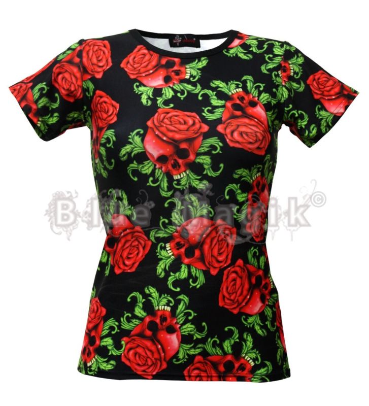 skull and roses t shirt