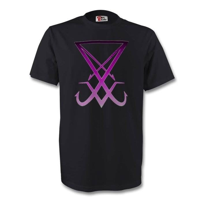 Purple fade Lucifer sigil black T-Shirt