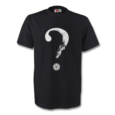 Skull question mark black tshirt