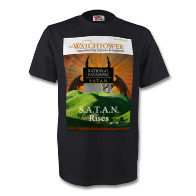Watchtower humorous S.A.T.A.N Rises black t-shirt